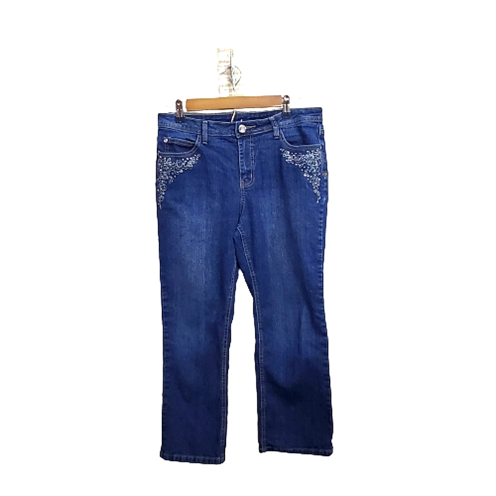 V.S.H. Embroidered Denim Capris